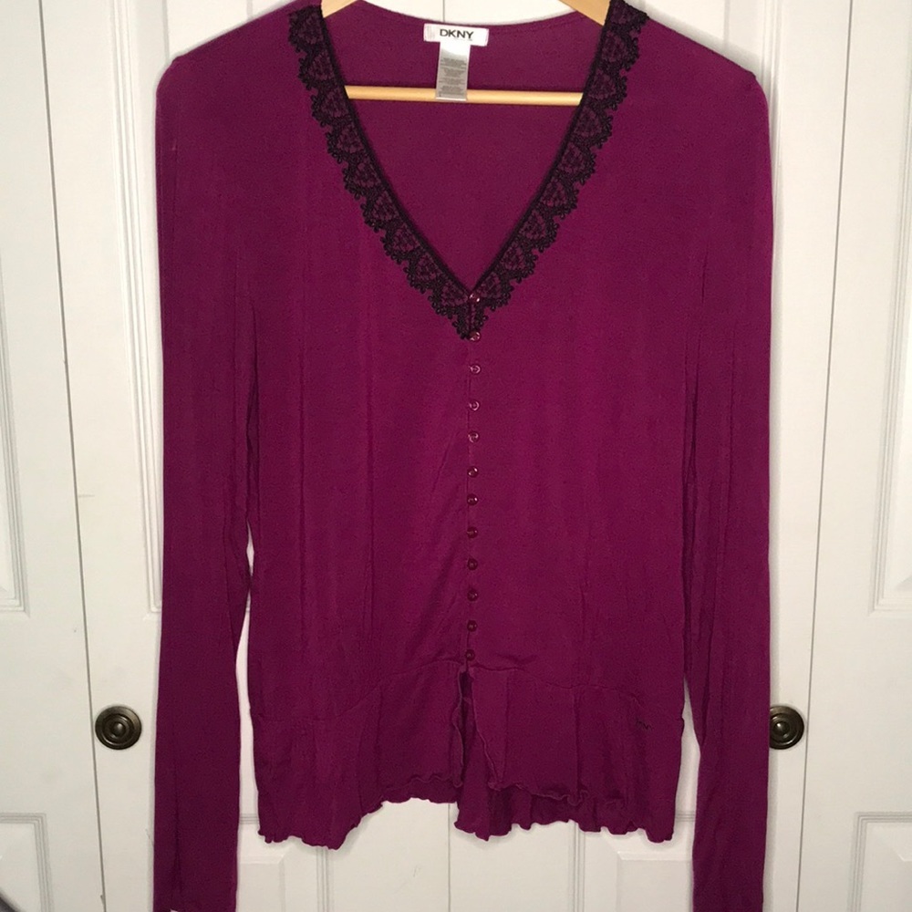 DKNY Button Up Pajama Top Sz L